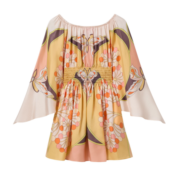 La DoubleJ Marlene Dress Solid Purple in Crepe De Chine Embroidered