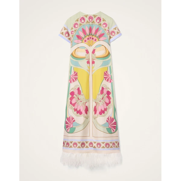 La DoubleJ Mini Column Dress Peonies Blue in Jacquard - Dresses - Milanese Maximalist Fashion at Luxury Shoes 