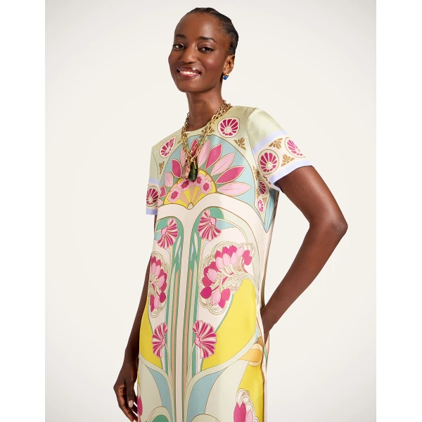 La DoubleJ Mini Column Dress Peonies Blue in Jacquard - Dresses - Milanese Maximalist Fashion at Luxury Shoes 