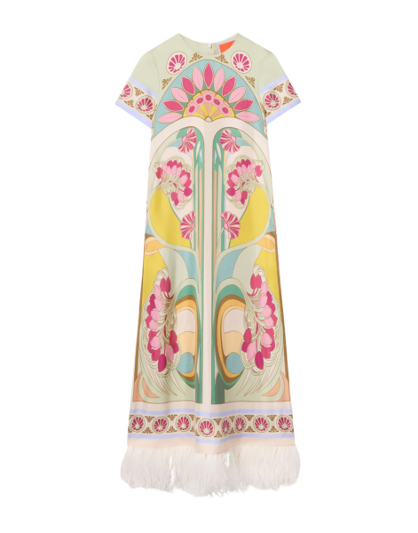 La DoubleJ Mini Column Dress Peonies Blue in Jacquard - Dresses - Milanese Maximalist Fashion at Luxury Shoes 