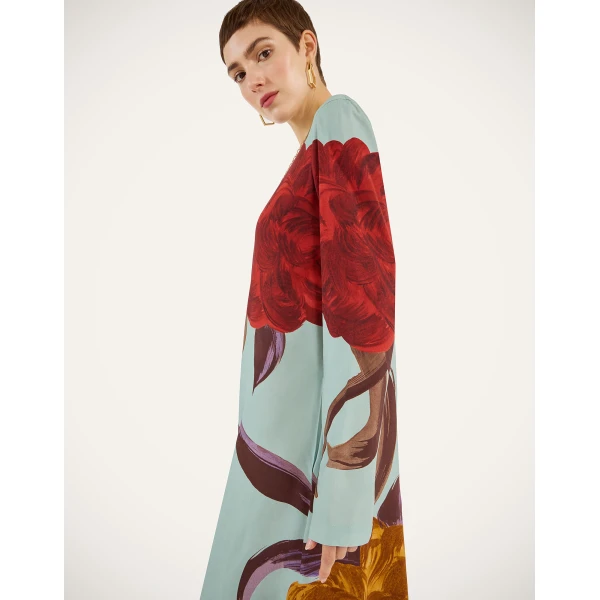 La DoubleJ Mini Gingerbread Dress Iris Placée Dark Orange in Flat Cotton Stretch - Dresses - Milanese Maximalist Fashion at Luxury Shoes 