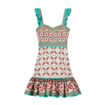 La DoubleJ Mini Gingerbread Dress Pagoda Placée Rust in Flat Cotton Stretch - Dresses - Milanese Maximalist Fashion at Luxury Shoes 