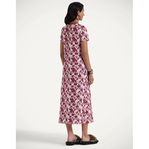 La DoubleJ Mini Supreme Swing Dress Queen Peony Placée Blue in Sablé Satin - Dresses - Milanese Maximalist Fashion at Luxury Shoes 