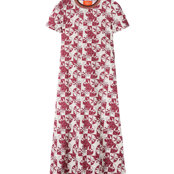 La DoubleJ Mini Supreme Swing Dress Queen Peony Placée Blue in Sablé Satin