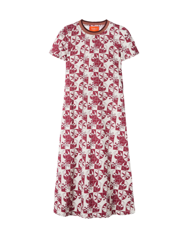 La DoubleJ Mini Supreme Swing Dress Queen Peony Placée Blue in Sablé Satin - Dresses - Milanese Maximalist Fashion at Luxury Shoes 