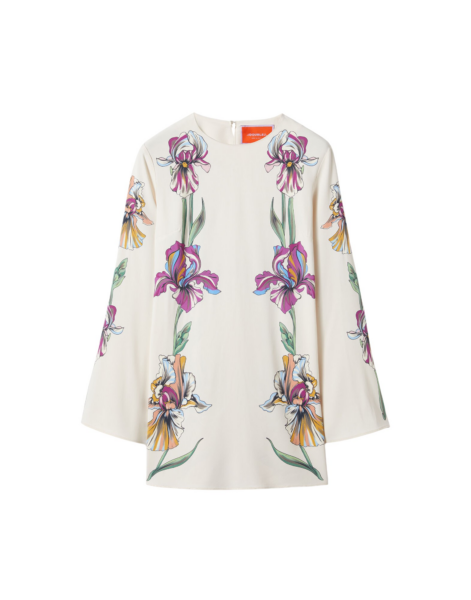 La DoubleJ Mini Supremes Swing Dress Iris Placée Ivory in Envers Satin - Dresses - Milanese Maximalist Fashion at Luxury Shoes 