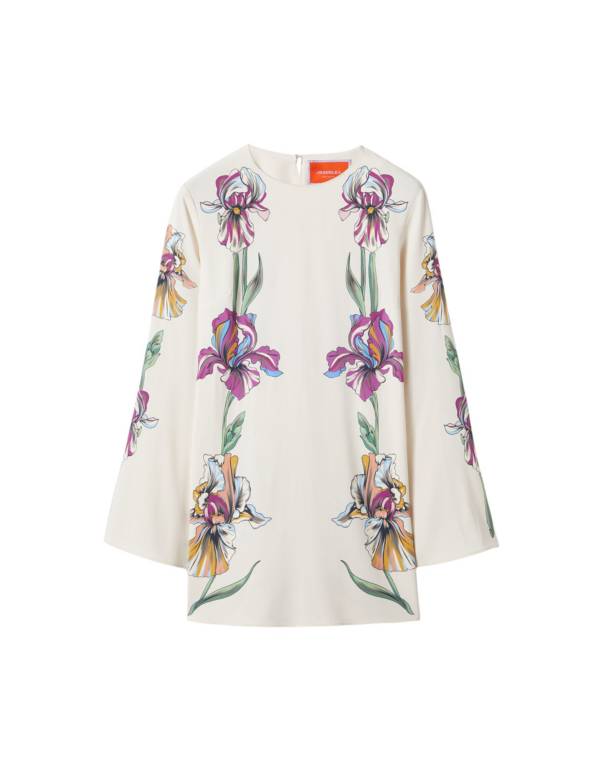 La DoubleJ Mini Supremes Swing Dress Iris Placée Ivory in Envers Satin - Dresses - Milanese Maximalist Fashion at Luxury Shoes 