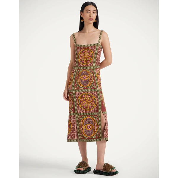 La DoubleJ Mini Supremes Swing Dress Peony Placée Light Blue in Silk Twill - Dresses - Milanese Maximalist Fashion at Luxury Shoes 