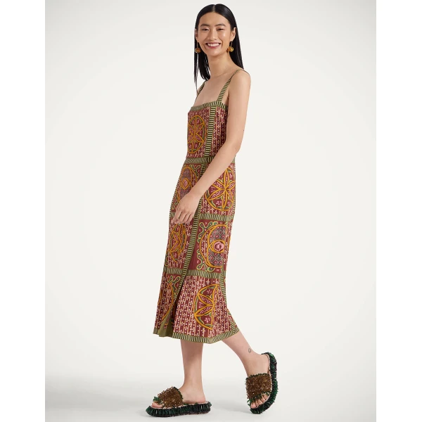 La DoubleJ Mini Supremes Swing Dress Peony Placée Light Blue in Silk Twill - Dresses - Milanese Maximalist Fashion at Luxury Shoes 