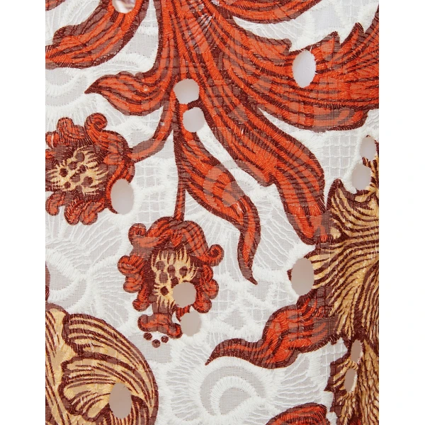 La DoubleJ Mini Swing Dress Florette Tiles Ecru in Cotton Mix Jacquard With Scallop - Dresses - Milanese Maximalist Fashion at Luxury Shoes 