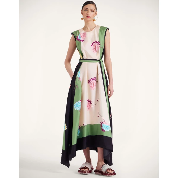 La DoubleJ Mini Swing Dress Multicolor Black in Flora Fur Embroidery - Dresses - Milanese Maximalist Fashion at Luxury Shoes 