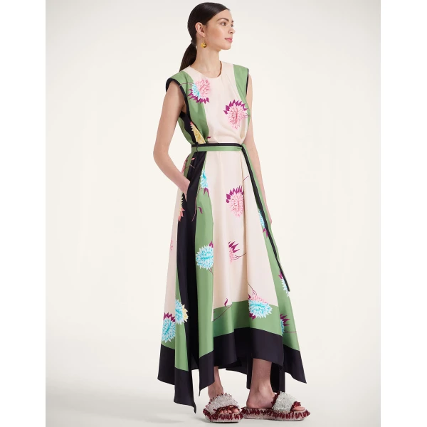 La DoubleJ Mini Swing Dress Multicolor Black in Flora Fur Embroidery - Dresses - Milanese Maximalist Fashion at Luxury Shoes 