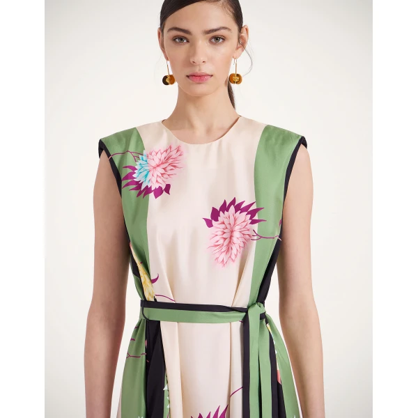 La DoubleJ Mini Swing Dress Multicolor Black in Flora Fur Embroidery - Dresses - Milanese Maximalist Fashion at Luxury Shoes 