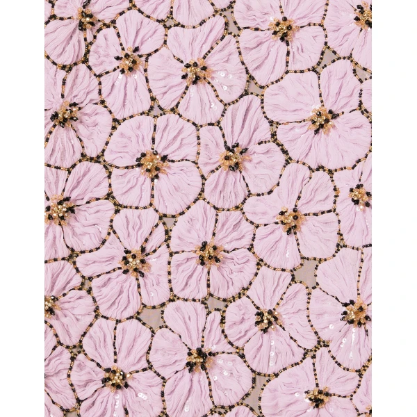 La DoubleJ Mini Swing Dress Solid Lilac in Crystal Chiffon Embroidery - Dresses - Milanese Maximalist Fashion at Luxury Shoes 