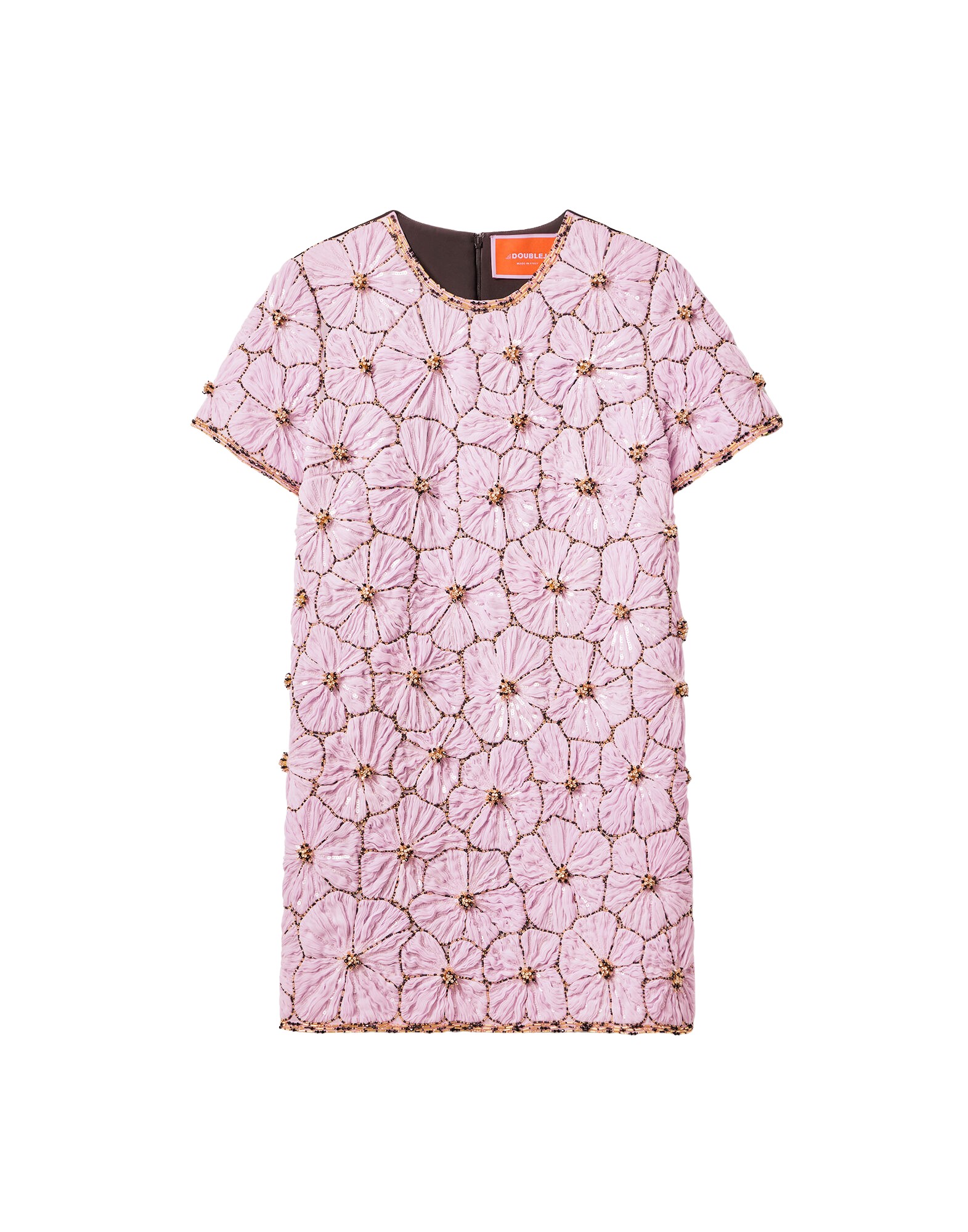 La-Double-J-Mini-Swing-Dress-Solid-Lilac-in-Crystal-Chiffon-Embroidery88369_nobg La DoubleJ Mini Swing Dress Solid Lilac in Crystal Chiffon Embroidery - Dresses - Milanese Maximalist Fashion at Luxury Shoes