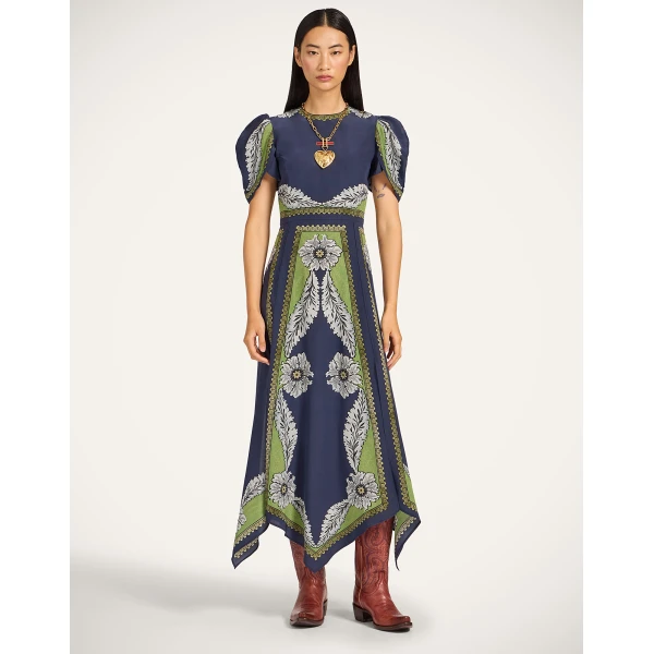 La DoubleJ Mini Swing Dress Swathe Pink in Silk Twill With Feathers - Dresses - Milanese Maximalist Fashion at Luxury Shoes 