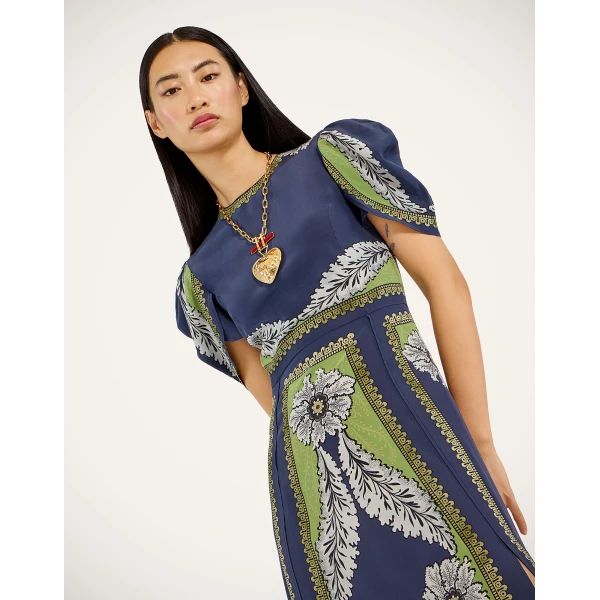 La DoubleJ Mini Swing Dress Swathe Pink in Silk Twill With Feathers - Dresses - Milanese Maximalist Fashion at Luxury Shoes 
