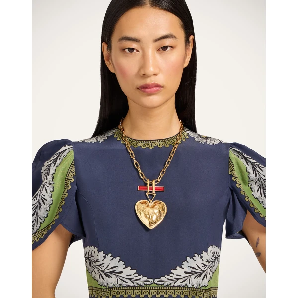 La DoubleJ Mini Swing Dress Swathe Pink in Silk Twill With Feathers - Dresses - Milanese Maximalist Fashion at Luxury Shoes 