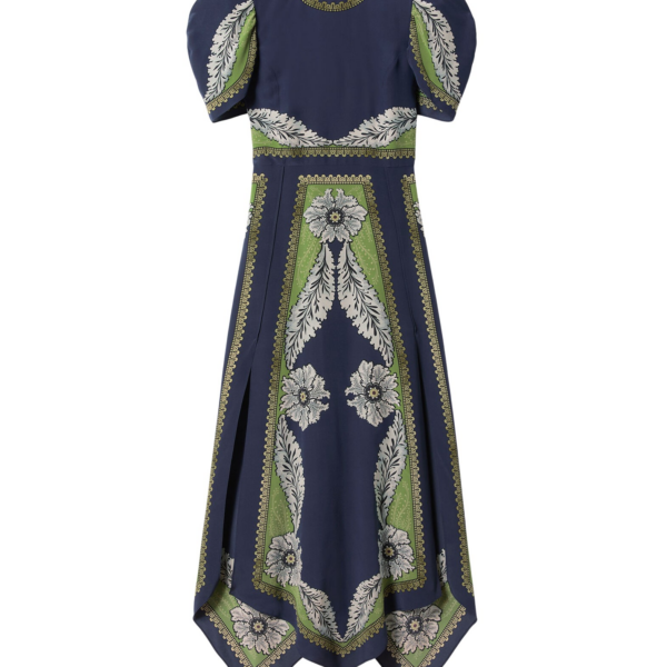 La DoubleJ Mini Swing Dress Swathe Pink in Silk Twill With Feathers