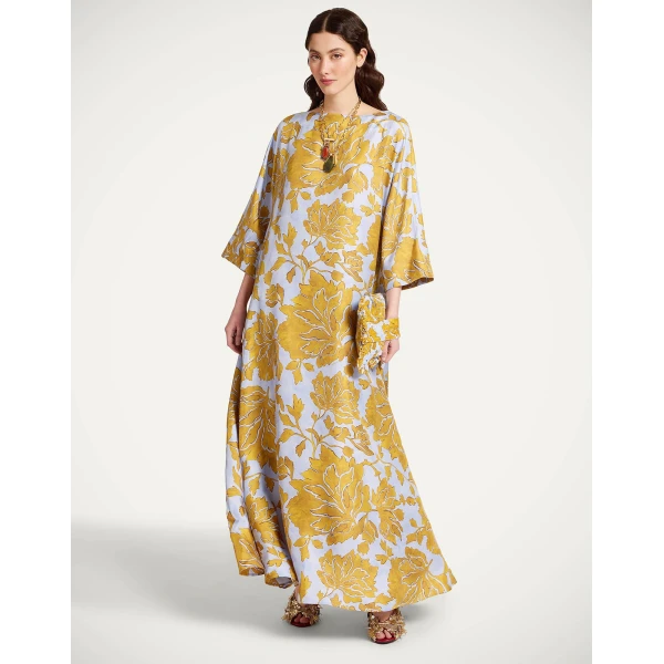 La DoubleJ Muumuu Dress Round Neck Caper Pink in Silk Twill - Dresses - Milanese Maximalist Fashion at Luxury Shoes 