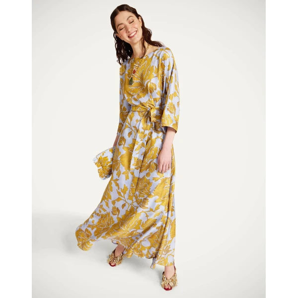 La DoubleJ Muumuu Dress Round Neck Caper Pink in Silk Twill - Dresses - Milanese Maximalist Fashion at Luxury Shoes 