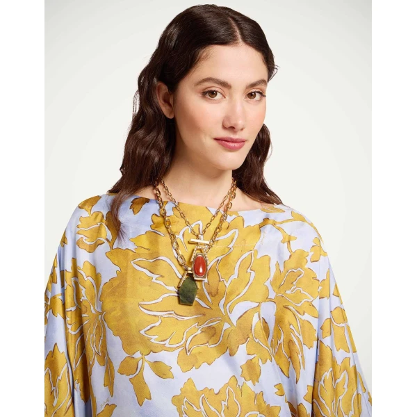La DoubleJ Muumuu Dress Round Neck Caper Pink in Silk Twill - Dresses - Milanese Maximalist Fashion at Luxury Shoes 