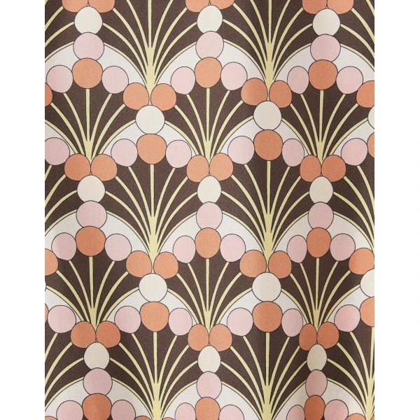 La DoubleJ Muumuu Dress Round Neck Florette Fan Brown in Silk Twill - Dresses - Milanese Maximalist Fashion at Luxury Shoes 
