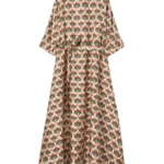 La DoubleJ Muumuu Dress Round Neck Florette Fan Brown in Silk Twill - Dresses - Milanese Maximalist Fashion at Luxury Shoes 