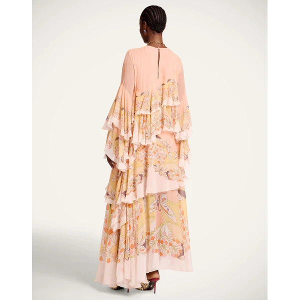 La DoubleJ Muumuu Dress Round Neck Tangle Light Blue in Silk Twill - Dresses - Milanese Maximalist Fashion at Luxury Shoes 