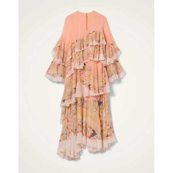 La DoubleJ Muumuu Dress Round Neck Tangle Light Blue in Silk Twill - Dresses - Milanese Maximalist Fashion at Luxury Shoes 