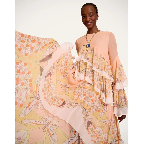 La DoubleJ Muumuu Dress Round Neck Tangle Light Blue in Silk Twill - Dresses - Milanese Maximalist Fashion at Luxury Shoes 