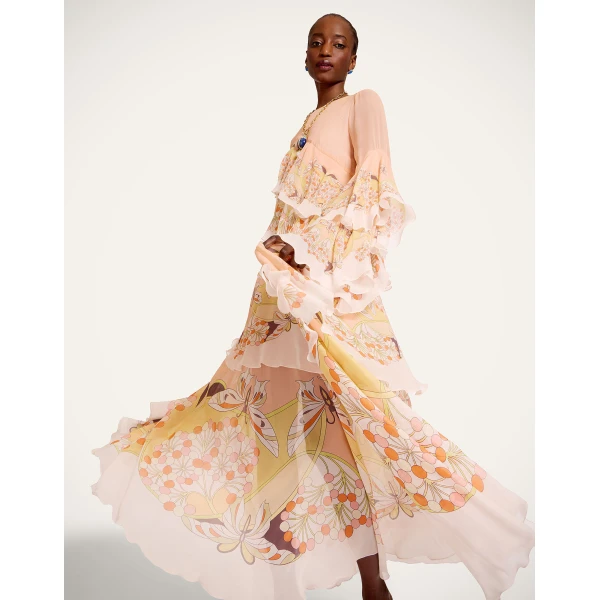 La DoubleJ Muumuu Dress Round Neck Tangle Light Blue in Silk Twill - Dresses - Milanese Maximalist Fashion at Luxury Shoes 