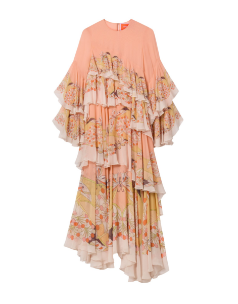 La DoubleJ Muumuu Dress Round Neck Tangle Light Blue in Silk Twill - Dresses - Milanese Maximalist Fashion at Luxury Shoes 