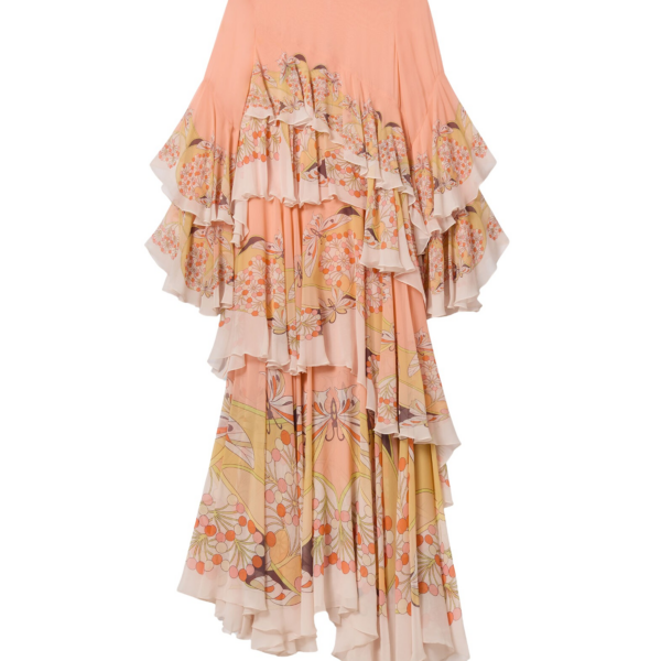 La DoubleJ Muumuu Dress Round Neck Tangle Light Blue in Silk Twill