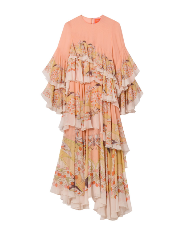 La DoubleJ Muumuu Dress Round Neck Tangle Light Blue in Silk Twill - Dresses - Milanese Maximalist Fashion at Luxury Shoes 