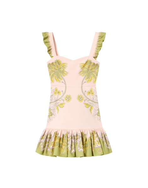 La DoubleJ Naiad Dress Florette Placée Pale Pink in Silk Chiffon - Dresses - Milanese Maximalist Fashion at Luxury Shoes 