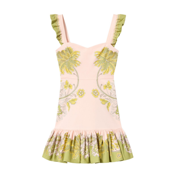 La DoubleJ Naiad Dress Florette Placée Pale Pink in Silk Chiffon