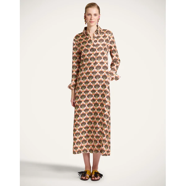 La DoubleJ Naiad Dress Woodland Placée Burgundy in Silk Chiffon - Dresses - Milanese Maximalist Fashion at Luxury Shoes 