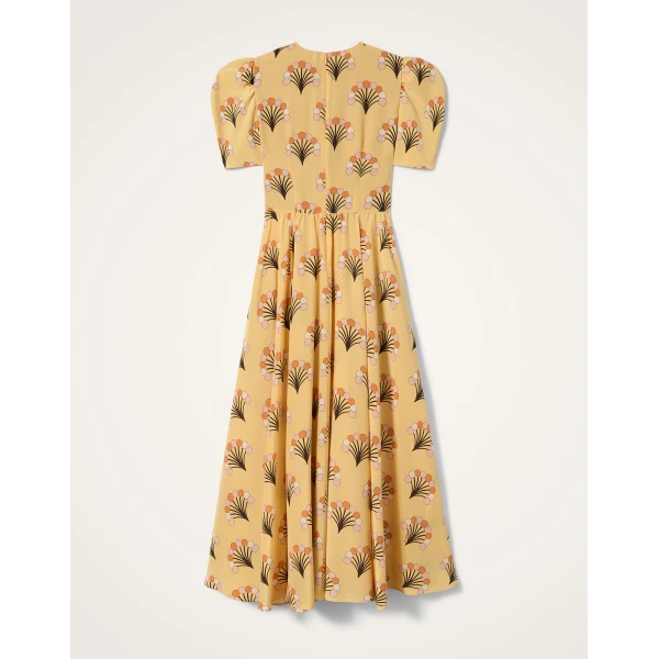 La DoubleJ Petal Dress Florette Yellow in Crepe De Chine - Dresses - Milanese Maximalist Fashion at Luxury Shoes 
