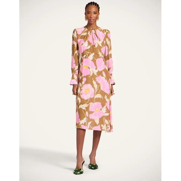 La DoubleJ Roy Dress Florence Placée Ivory in Silk Twill - Dresses - Milanese Maximalist Fashion at Luxury Shoes 