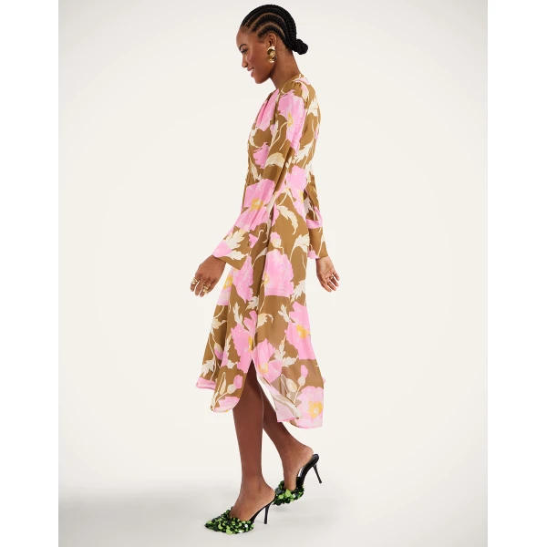 La DoubleJ Roy Dress Florence Placée Ivory in Silk Twill - Dresses - Milanese Maximalist Fashion at Luxury Shoes 