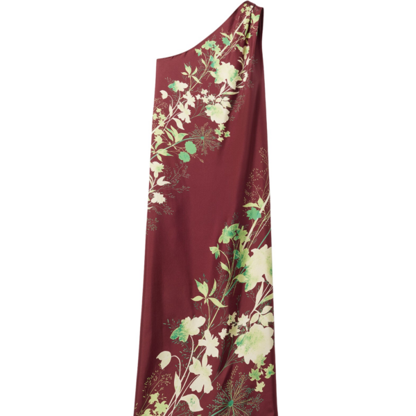La DoubleJ Roy Dress Woodland Placée Burgundy in Silk Twill