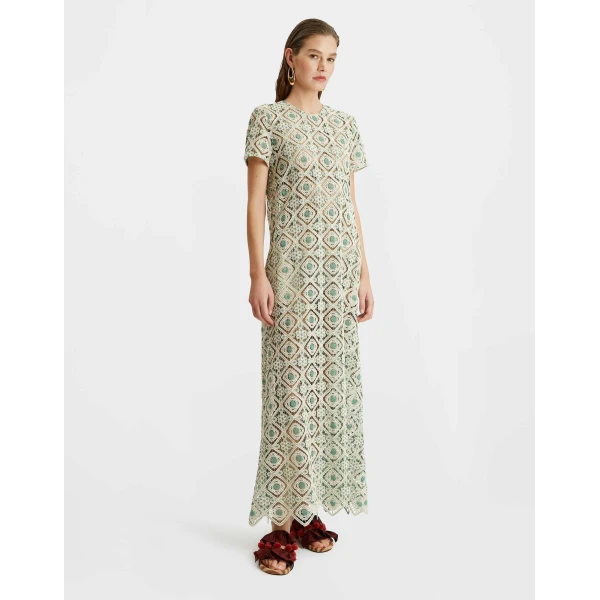 La DoubleJ San Carlo Dress Derby Placée Multicolor in Silk - Dresses - Milanese Maximalist Fashion at Luxury Shoes 