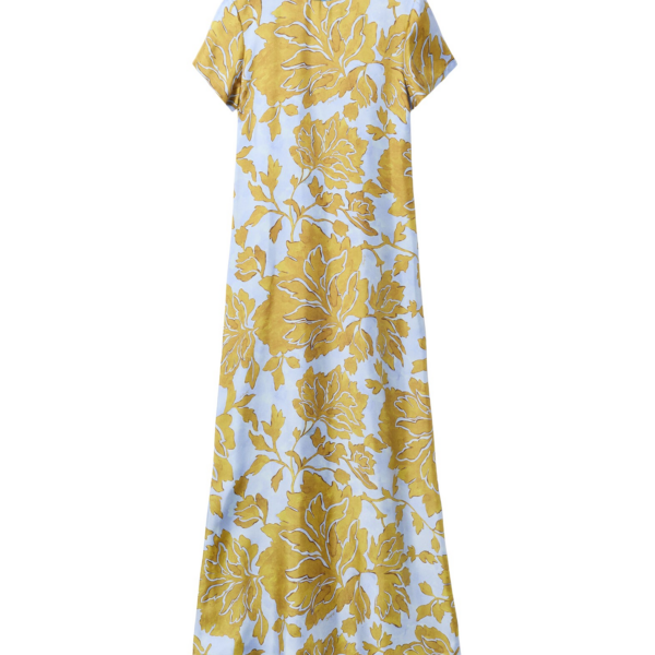 La DoubleJ San Carlo Dress Florette Placée Fuchsia in Silk Twill