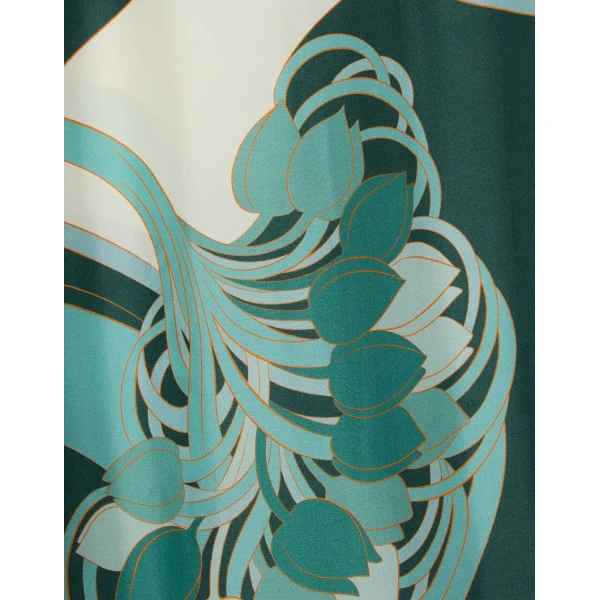 La DoubleJ Scarf Dress Blooming Tulip Placée Dark Green in Silk Voile - Dresses - Milanese Maximalist Fashion at Luxury Shoes 