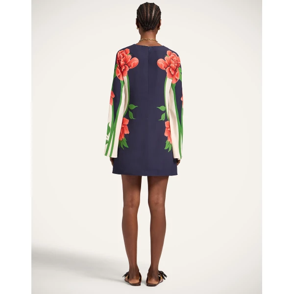 La DoubleJ Scarf Dress Bounty Placée Burgundy in Silk Voile - Dresses - Milanese Maximalist Fashion at Luxury Shoes 