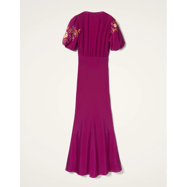 La DoubleJ Sienna Mini Dress Florette Placée Pale Pink in Silk Twill - Dresses - Milanese Maximalist Fashion at Luxury Shoes 