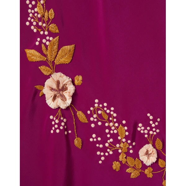 La DoubleJ Sienna Mini Dress Florette Placée Pale Pink in Silk Twill - Dresses - Milanese Maximalist Fashion at Luxury Shoes 