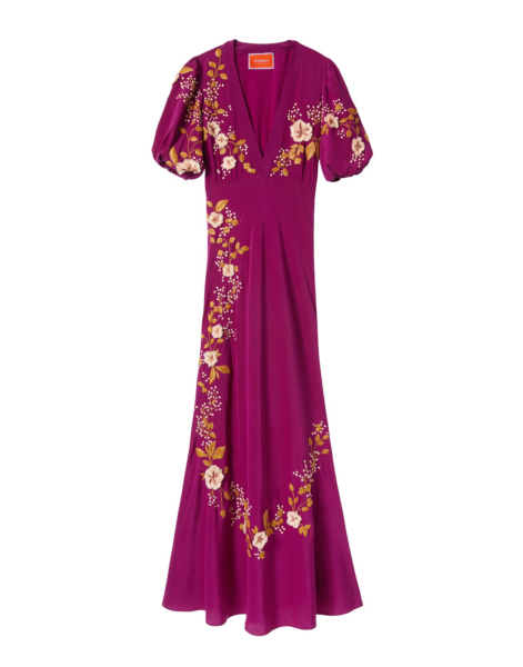 La DoubleJ Sienna Mini Dress Florette Placée Pale Pink in Silk Twill - Dresses - Milanese Maximalist Fashion at Luxury Shoes 