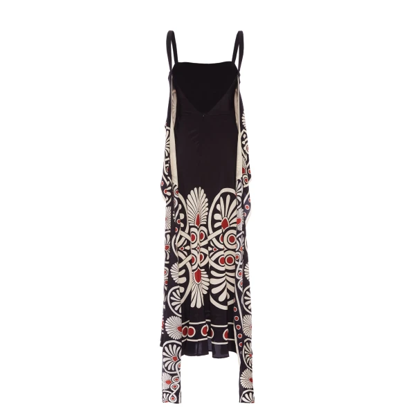 La DoubleJ Slip-Around Dress Medallion Placée Black in Crepe De Chine - Dresses - Milanese Maximalist Fashion at Luxury Shoes 